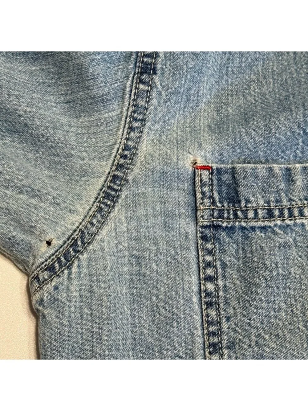 Vintage 90s Levis Denim Shirt Medium M Light Wash Red Tab Long Sleeve Button Up